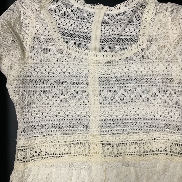 NWT Korean Soft Girl Square Collar ALine Midi Summer Lace Embroidery Party Dress - Picture 4 of 11